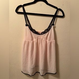 Victoria’s Secret nightie baby pink black trim small EUC LIKE NEW